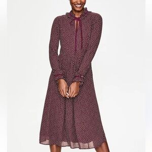 NWT Boden Cecelia burgundy polka dot dress